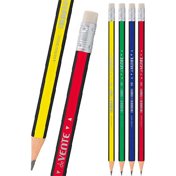 Карандаш ч/гр. пластик. с ласт. deVENTE 5032335 HB,2мм,трёхгр.,заточ.,цв.корп,ас