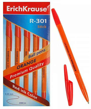 Ручка шар. EK R-301 ORANGE Stick 43196 красный,0.7мм