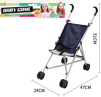 Коляска для куклы (трость) пластик 968-12 (47*24*51) в/п