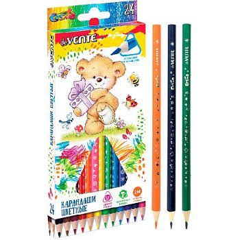 Карандаши 24цв. deVENTE "Cosmo Trio" 5024911 трёхгр.,цв.корп.,2М,2,8мм,к/к