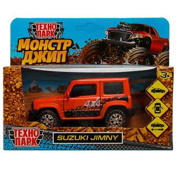 Машина Технопарк металл. Suzuki Jimny оранж (11,5см) откр.дв,багаж,инерц,в/к JIM