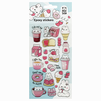 Наклейки гелевые MESHU "Sweet mood" (10*23см) с блестками MS_57669