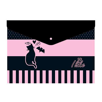 Папка-конверт на кнопке А4 КОКОС "Cat secret" 240726 непрозрачн.с рис.,0,15мм