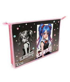 Папка д/тетрадей А4 ПЧЕЛКА ПМ-А4-29 "Девочка с бантиками" пластик,на молн.