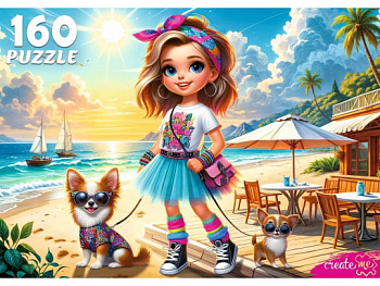 Пазлы (160эл) Девочка с собаками Ф160-2394