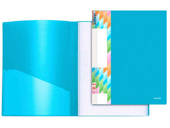 Папка с вкладышами/ 20 deVENTE А4 "Juicy" 3101903 непрозр.ярко-голубая,450мкм,фа