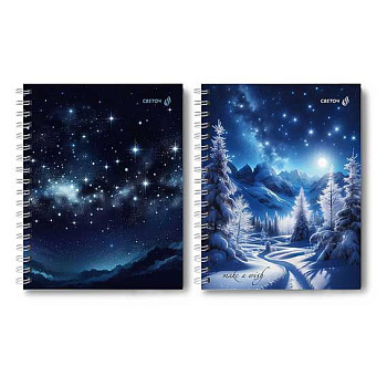 Тетрадь 80л. (клетка) SVETOCH спираль "Звёздная ночь" Т214 (01562) тв.обл.,мат.лам.