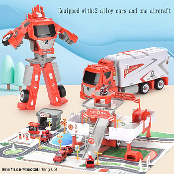 Игровой набор "Пожарная станция" KL909-3B (3в1) коврик,машины в/к