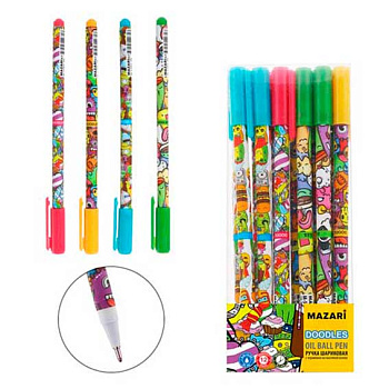 Ручка масл. шар. MAZARI "Doodles" M-5483-70 синяя,игольч.,0,7мм,цв.пласт.корп.,а