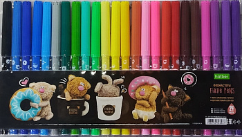 Фломастеры 24цв. ХАТ "Кофейные коты" 091084 ECO,блистер,е/подвес