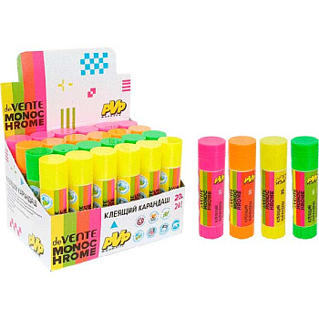 Клей-карандаш 20гр. deVENTE "MonoChrome" 4042058 PVA основа,неон.корп.,асс.