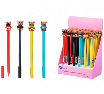 Ручка детск. масл. шар. МС Basir "Медвежонок" МС-5371 синяя,цв.корп.асс.