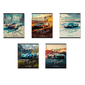 Тетрадь 48л. (клетка) EK "Retro Cars" 64869 мат.лам.,асс.