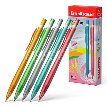 Карандаш авт. 0,7мм EK "Spring" 56012 НВ,ластик