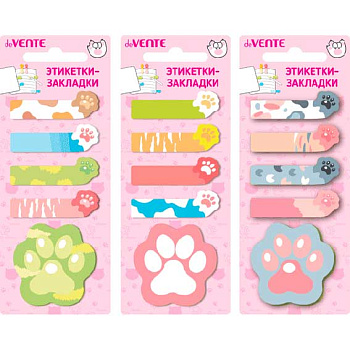 Набор самокл. этикеток-закладок deVENTE "Cat paws" 48*15мм,45*45мм 20л. 2011211
