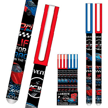 Ручка гелевая "Пиши-стирай" deVENTE "Racing" 5051361 синяя,0,5мм,с ласт.,корп.ас