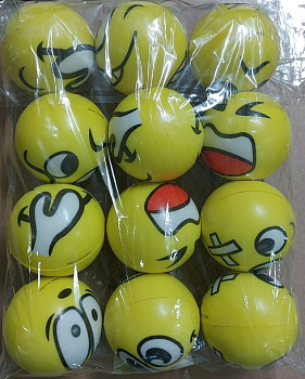 Мяч лёгкий 7,6см (12шт/уп) Цена за шт смайл D36100-2