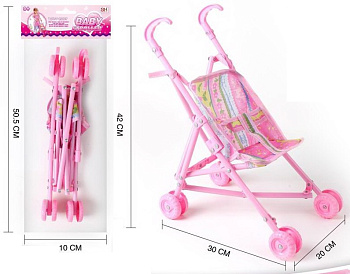 Коляска для куклы (трость) пластик 918-2B (10*5*50,5) в пакете