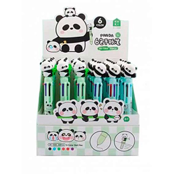 Ручка авт. шар. 6-ти цв. КОКОС KUKI "Панда" 230984 детская,0,7мм,асс.