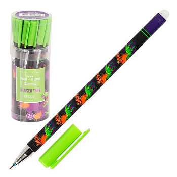 Ручка гелевая "Пиши-Стирай" КОКОС "Danger Dino" 215549 синяя,игольч.,0,5мм