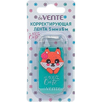Коррект. лента deVENTE 5мм* 6м 4062325 "100% Cute. Fox" бирюз.непрозр.корп.,фрон