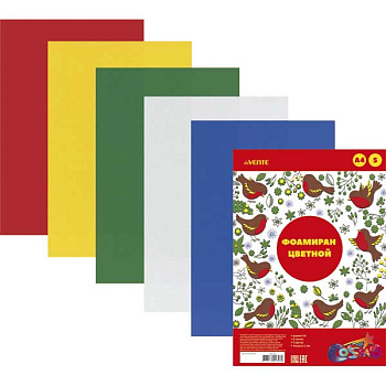 Фоамиран  5л.  5цв. А4 deVENTE 8040798 1мм пласт. пакет ев./подвес