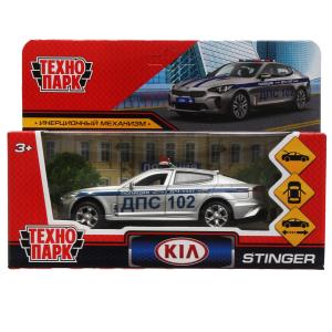 Машина Технопарк металл. Kia Stinger Полиция серебр. (12см) дв,баг,инер,в/к STIN