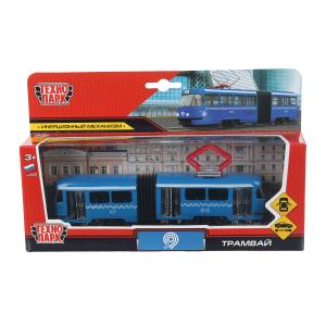 Машина Технопарк металл. Трамвай с гармошкой (19см) дв,инерц,в/к SB-18-01-BL-WB(NO IC).23 