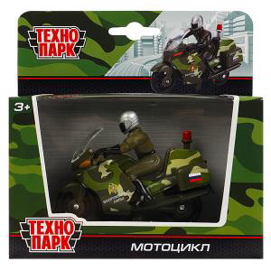 Машина Технопарк металл. Мотоцикл с фигуркой полиция/вс (10см) в/к SB-16-48B-P+M