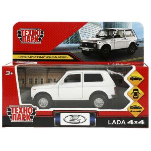 Машина Технопарк металл. Lada 4x4 белый (12см) дв,багаж,инерц,в/к LADA4X4-1
