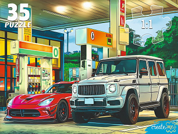 Макси-пазлы (35эл) Автомобили на заправке Ф35-3422