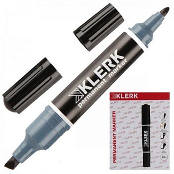Маркер перм. KLERK 200745/1 чёрный,спирт.,двустор.,скош./кругл.,2мм/6мм