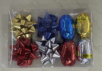 Набор д/упаковки (бантики 7см+ленты 10м) в/к цвет в ассорт. в/к D36089