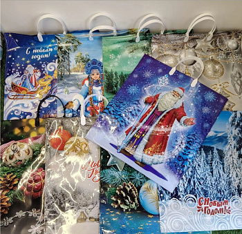 Пакет НГ МИКС-13 сумка с пл.руч 40*44/100 (10по10) 13409