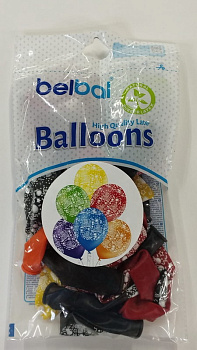 Набор шаров 14" Шелкография кристалл  С ДР Шары (25шт/уп) 1103-0200