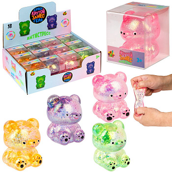 1TOY Крутой замес Супергель медведь, 9*8*5см, в асс., пвх кор., 12 шт в дб