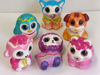 Игрушка-антистрксс, мялка сквиш зверята с бестящими глазами 9,0см D37203