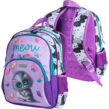 Рюкзак школьный ATTOMEX "Basic. Meow Cat" 7033438 эргоном.спинка,38*27*17см,свет