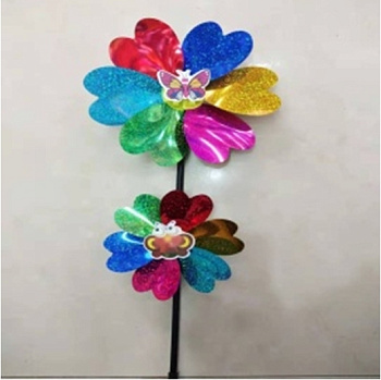 Вертушка цветок на палочке (40см) двойной гологр.QH06180/M1223