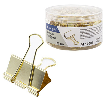 Зажим для бумаг ALINGAR 25мм AL10508 золото