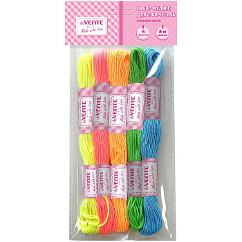 Нитки д/вышивания мулине deVENTE "Diy Neon Art" 8001552 полиэстер,5цв.*5шт.*8м,в пласт.пакет.
