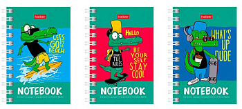 Записная книжка А7  40л. ХАТ спираль "Croco Boys" клетка