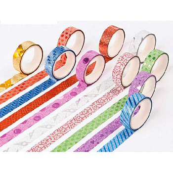 Скотч декор. 15мм*3м  deVENTE 9040806 блестящая с рис.,блист.,цв.асс.