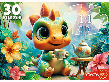 Пазлы (30эл) Динозаврик с чаем ПУ30-3178