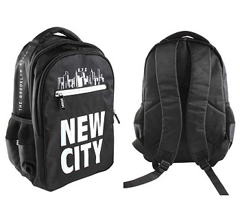 Рюкзак КОКОС "SMASH New City" 213984 чёрный 27*40*12см,2 отд.,полиэстер,спинка E