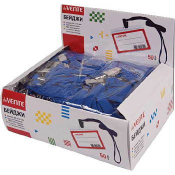 Бейдж deVENTE 96*66мм 4010901 прозр.,горизонт.,ПВХ,на ленте с клипом