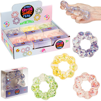 Игрушка-антистресс Крутой замес, Супергель Браслет блёстки (8х8см,12шт/уп) Т2537