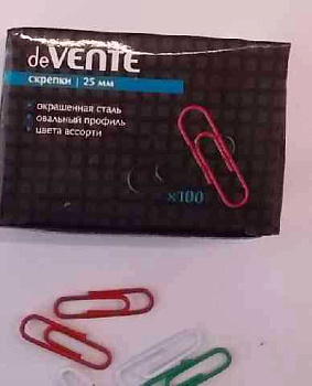 Скрепки 25мм 100шт. deVENTE 4135322  цв.,овал.,к/к