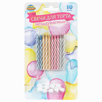 Свечи магические незадуваемые (10шт) разноцветные, блистер MC-129164-BL