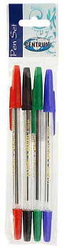 Набор шар. ручек 4шт. CENTRUM Pioneer 87439 (син.,черн.,красн.,зелен.)